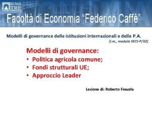 Modelli di governance delle istituzioni internazionali e delle