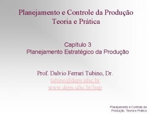 Planejamento e Controle da Produo Teoria e Prtica