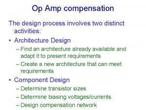 Amplifier compensation plan