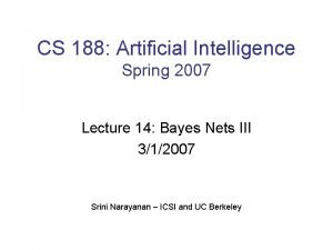 CS 188 Artificial Intelligence Spring 2007 Lecture 14