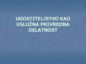 Ugostiteljske poslovne jedinice