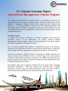 Sf express management trainee Sf express management trainee