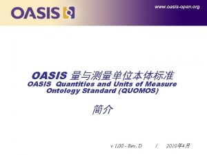 www oasisopen org OASIS OASIS Quantities and Units