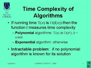 Order of time complexity