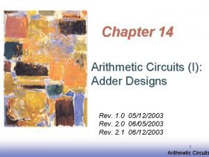 Chapter 14 Arithmetic Circuits I Adder Designs Rev