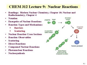 CHEM 312 Lecture 9 Nuclear Reactions Readings Modern