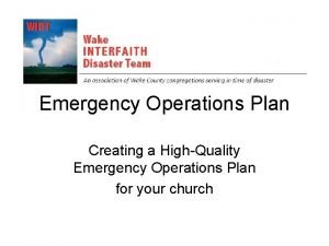 Emergency Operations Plan Creating a HighQuality Emergency Operations
