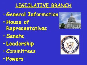 Information about the legislative branch