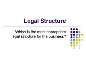 Legal Structure Which is the most appropriate legal