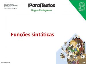 Funes sintticas Porto Editora FUNES SINTTICAS AO NVEL