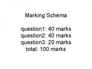 Marking Schema question 1 40 marks question 2