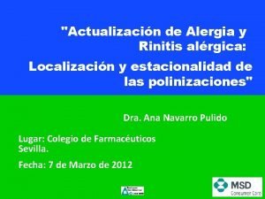 Actualizacin de Alergia y Rinitis alrgica Localizacin y