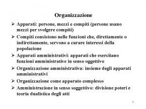 Organizzazione Apparati persone mezzi e compiti persone usano