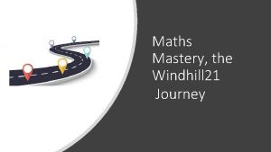 Maths Mastery the Windhill 21 Journey Teachers provide