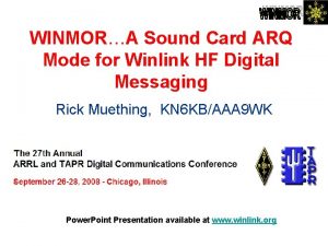 WINMORA Sound Card ARQ Mode for Winlink HF