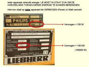 Ieder apparaat verbruikt energie JE MOET IN STAAT