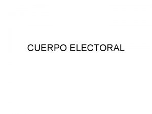 CUERPO ELECTORAL CONCEPTO Distincin Electorado Cuerpo Electoral ELECTORADO