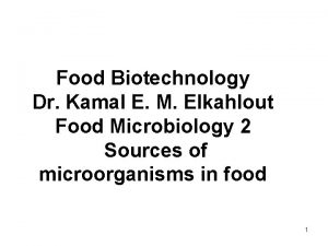 Food Biotechnology Dr Kamal E M Elkahlout Food