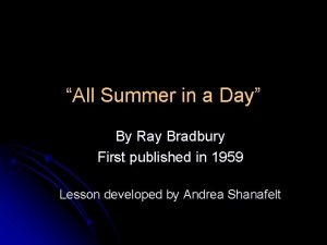 All Summer in a Day By Ray Bradbury