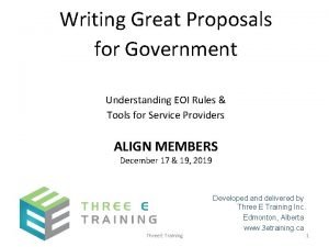 Writing Great Proposals for Government Understanding EOI Rules