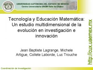 Tecnologa y Educacin Matemtica Un estudio multidimensional de