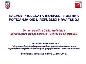 RAZVOJ PROJEKATA BIOMASE I POLITIKA POTICANJA OIE U