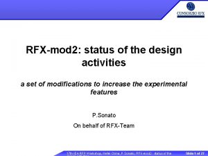 RFXmod 2 status of the design activities a