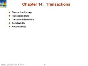 Chapter 14 Transactions n Transaction Concept n Transaction