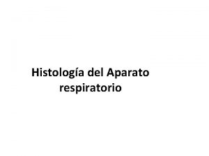 Histologa del Aparato respiratorio rganos que forman el