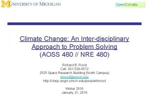 Climate Change An Interdisciplinary Approach to Problem Solving