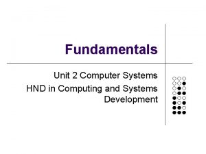 Fundamentals Unit 2 Computer Systems HND in Computing