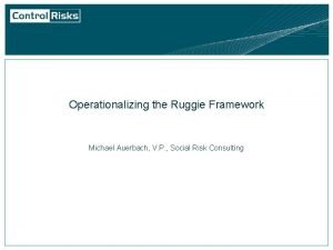 Operationalizing the Ruggie Framework Michael Auerbach V P