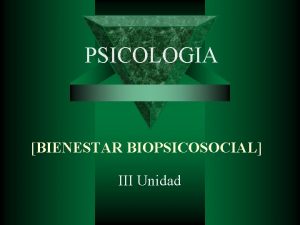PSICOLOGIA BIENESTAR BIOPSICOSOCIAL III Unidad PSICOLOGIA Situaciones de
