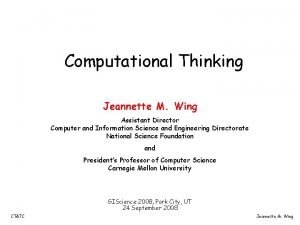 Computational thinking jeannette wing