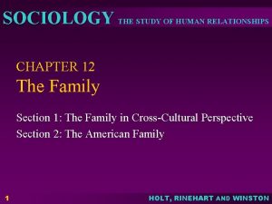 SOCIOLOGY THE STUDY OF HUMAN RELATIONSHIPS CHAPTER 12