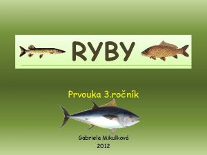 RYBY Prvouka 3 ronk Gabriela Mikulkov 2012 RYBY