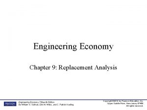 Replacement studies engineering economics