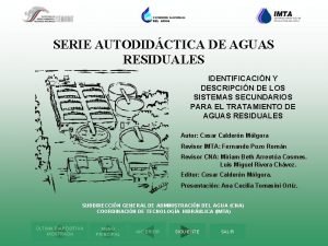 SERIE AUTODIDCTICA DE AGUAS RESIDUALES IDENTIFICACIN Y DESCRIPCIN