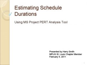 Pert in ms project