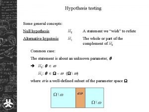 Hypothesis testing Some general concepts Null hypothesis H