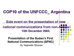 COP 10 of the UNFCCC Argentina Side event