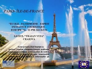 PARIS LEDEFRANCE COLE PATRIMOINE ESPRIT INITIATIVE TOURISTIQUE EUROPENr