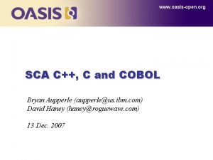 www oasisopen org SCA C C and COBOL