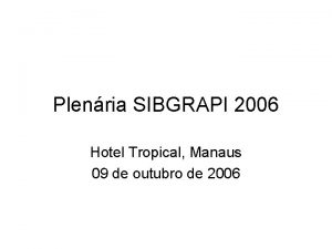 Plenria SIBGRAPI 2006 Hotel Tropical Manaus 09 de