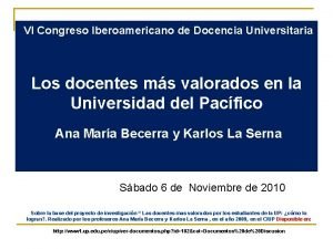 VI Congreso Iberoamericano de Docencia Universitaria Los docentes
