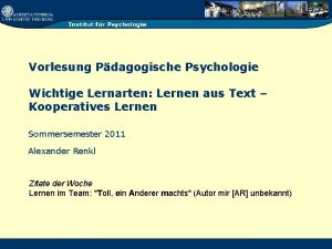 Lernarten psychologie Lernarten psychologie
