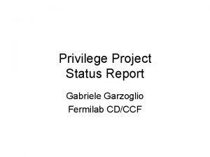 Privilege Project Status Report Gabriele Garzoglio Fermilab CDCCF