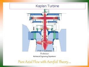 Kaplan Turbine P M V Subbarao Professor Mechanical