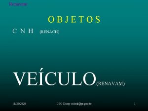 Renavam OBJETOS C N H RENACH VECULO 11252020