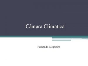 Cmara Climtica Fernando Nogueira Introduo A cmara climtica
